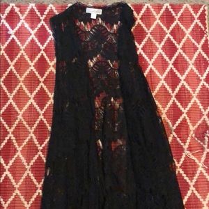 Charming Charlie Black lace vest size M